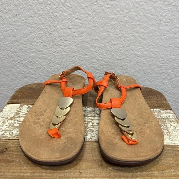 Vionic Rest Miami T Strap Sandals Size 6 Orange - Picture 6 of 8